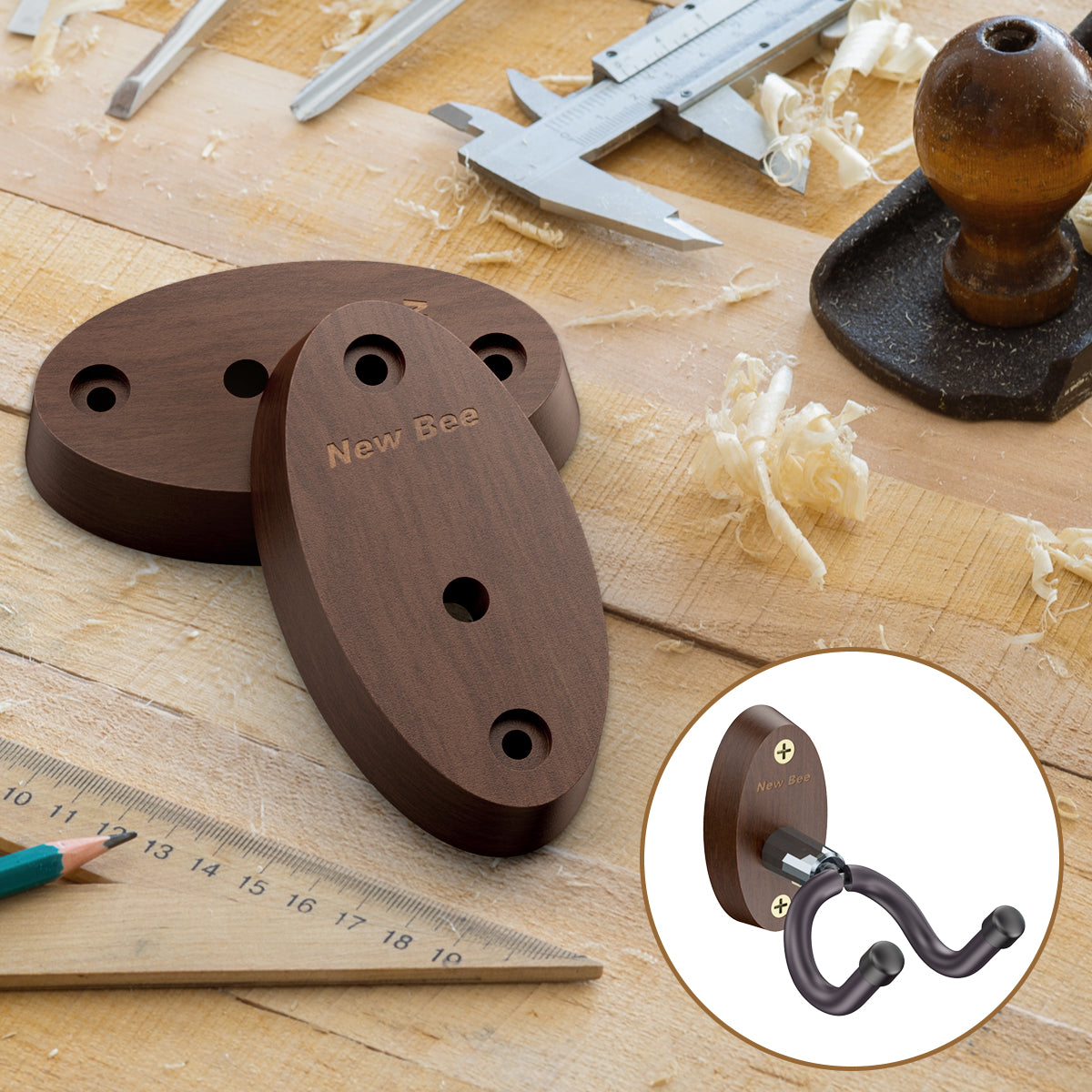 New Bee Wall Mount Wood Guitar Hanger GH01
