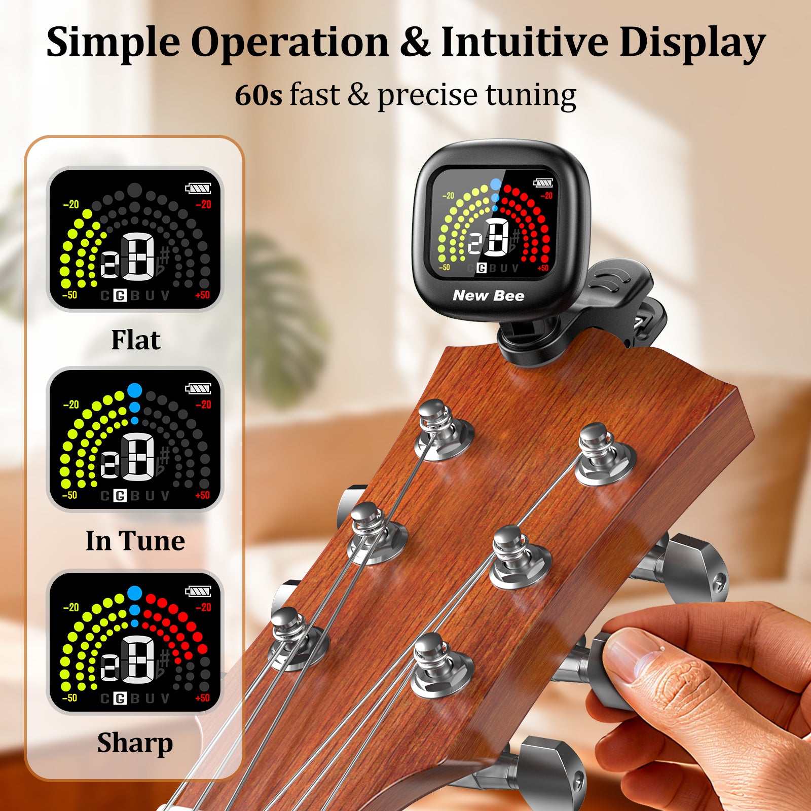 New Bee Guitar Tuner Rechargeable GT40