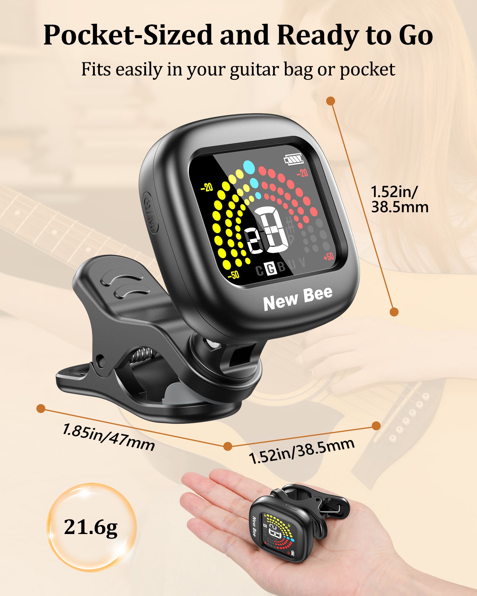New Bee Guitar Tuner Rechargeable GT40