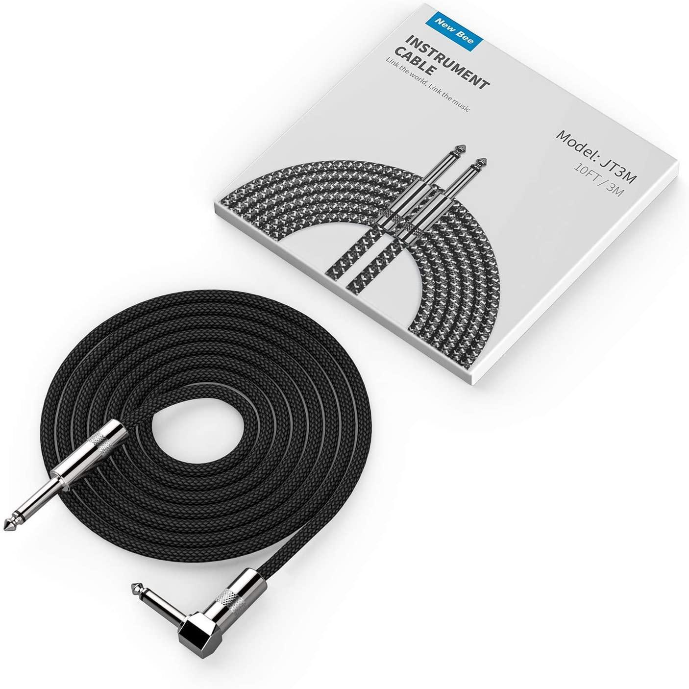 Guitar Cable 10ft New Bee Electric Instrument Cable Bass AMP Cord for Electric Guitar, Bass Guitar, Electric Mandolin, Pro Audio 