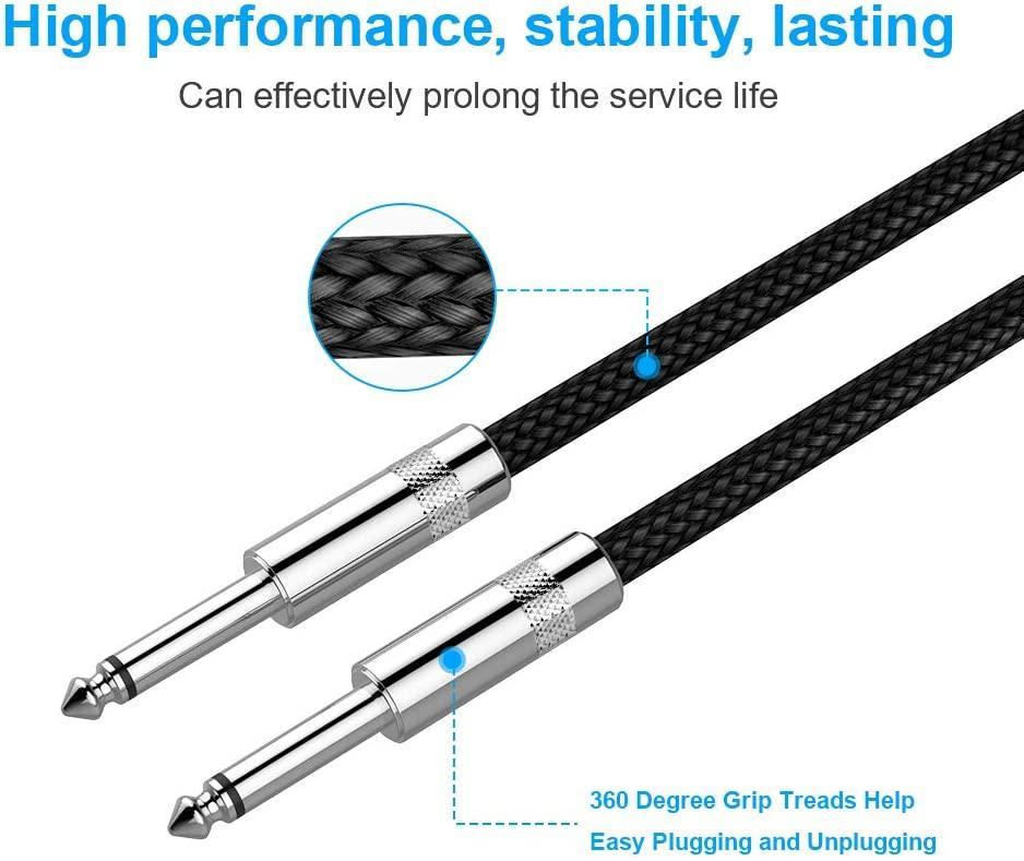Guitar Cable 10 ft New Bee Electric Instrument Cable Bass AMP Cord 1/4 Straight to Straight for Electric Guitar, Bass Guitar, Electric Mandolin, Pro Audio