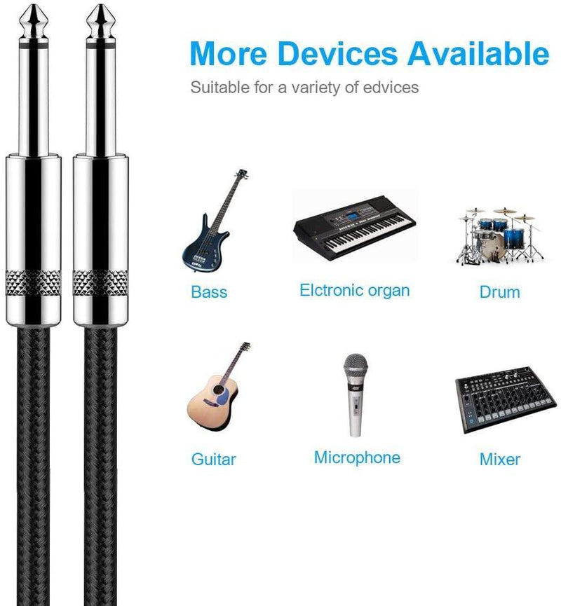 Guitar Cable 20 ft New Bee Electric Instrument Cable Bass AMP Cord 1/4 Straight to Straight for Electric Guitar, Bass Guitar, Electric Mandolin, Pro Audio